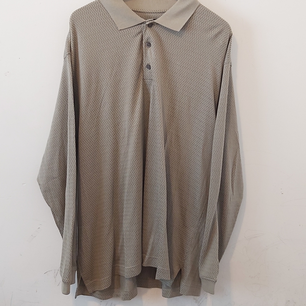 OSCAR DE LA RENTA MENSWEAR | Men's Long Sleeve Polo Shirt Tan
